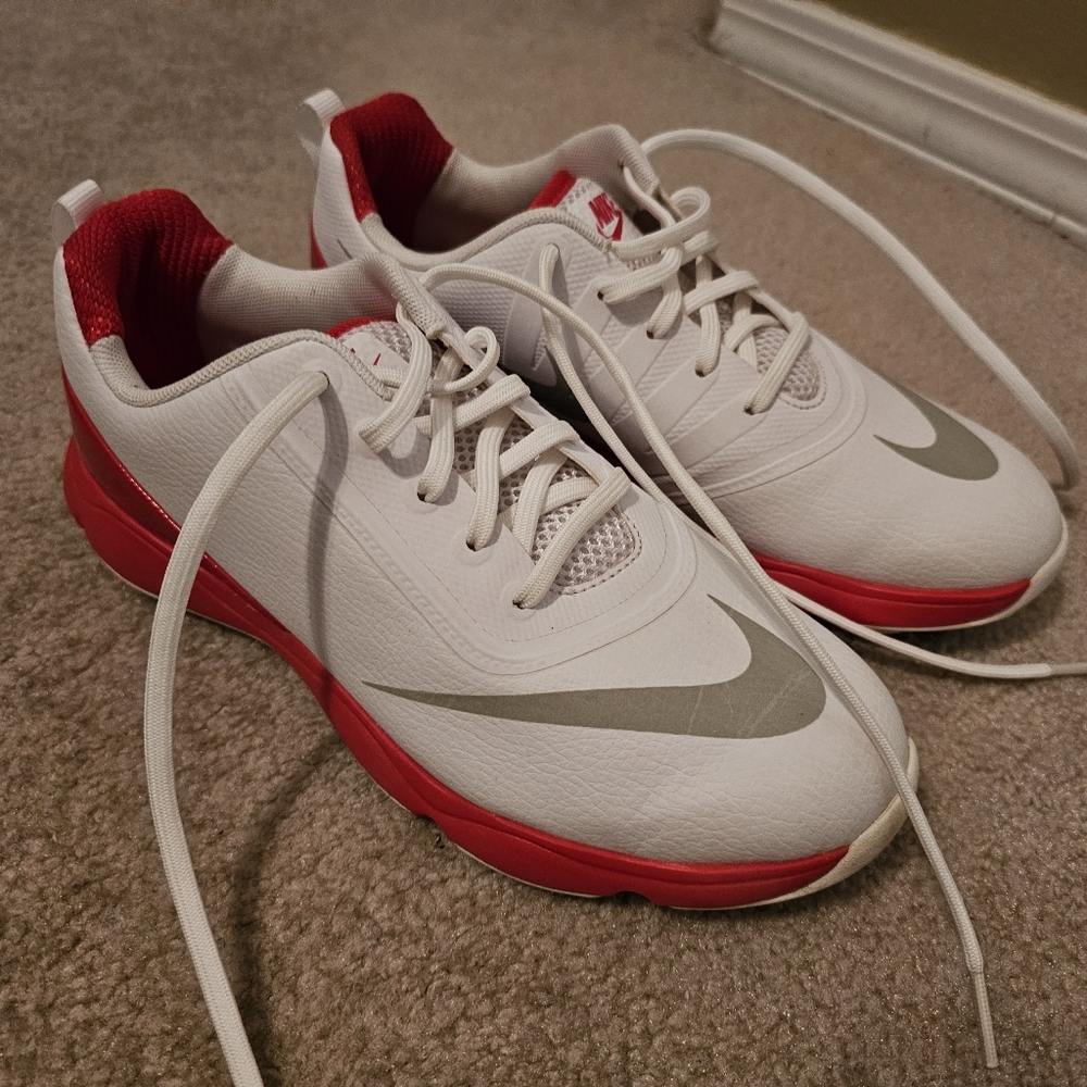 Nike Golf Shoes Size 6Y White and Red